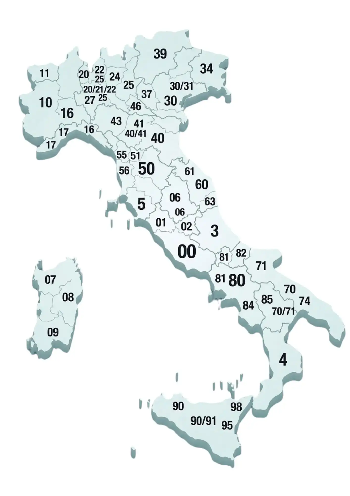 Postcode map of Italy