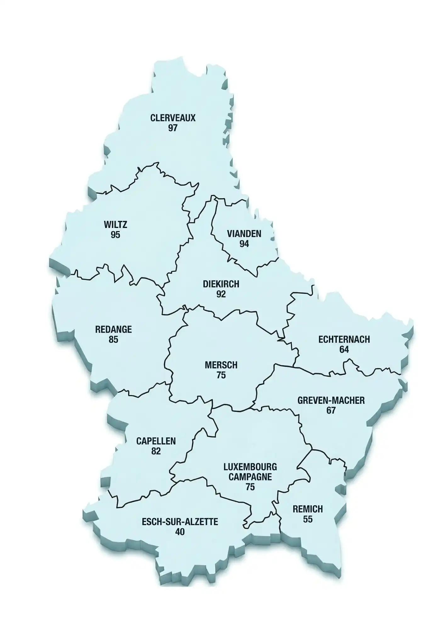 Postcode map of Luxembourg