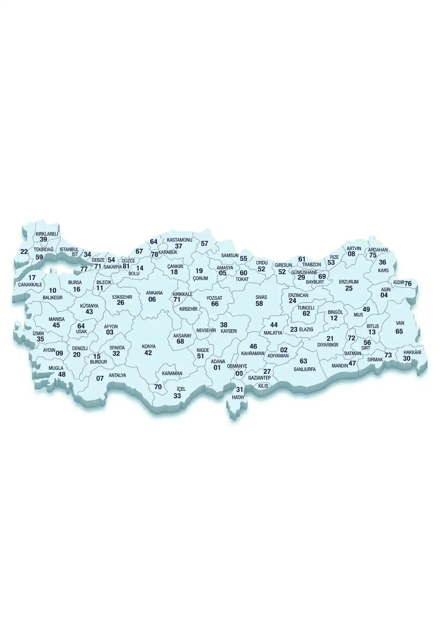 Postcode map of Turkey