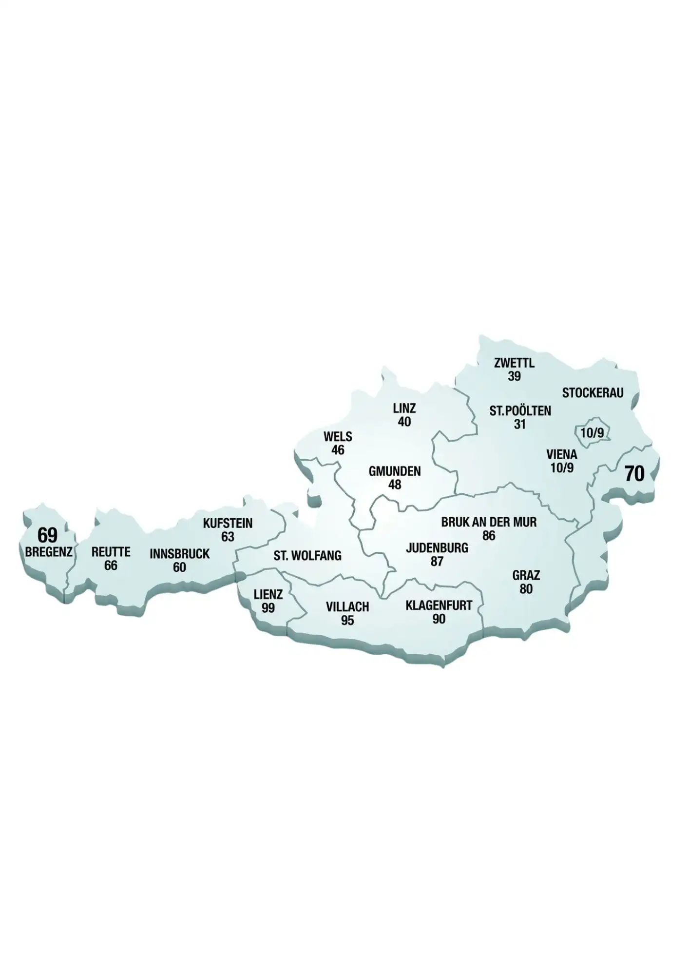 Postcode map of Austria
