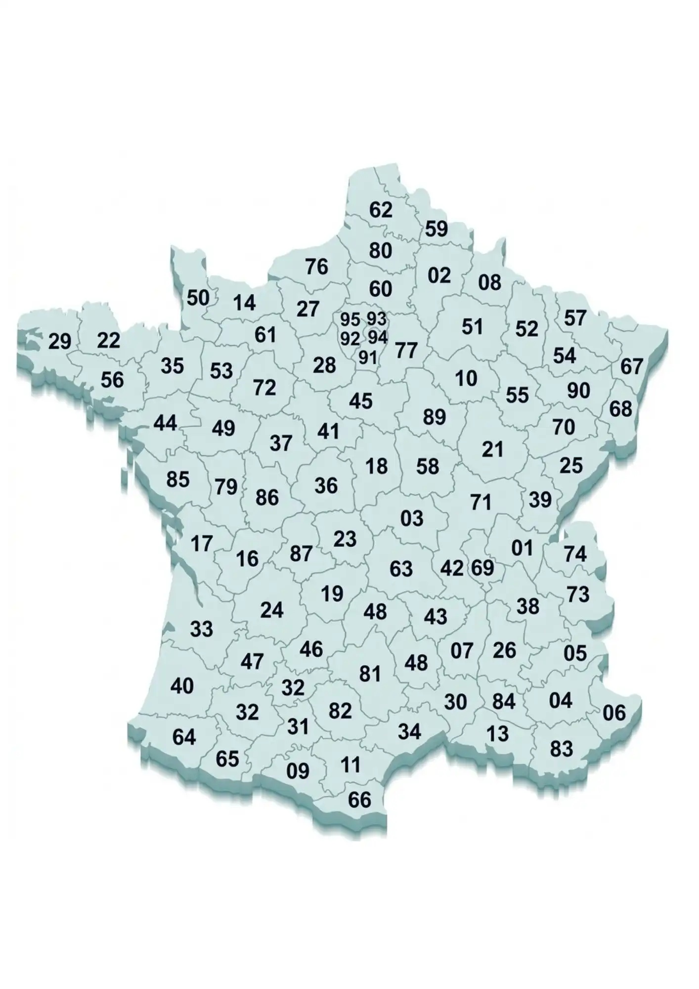 Postcode map of France