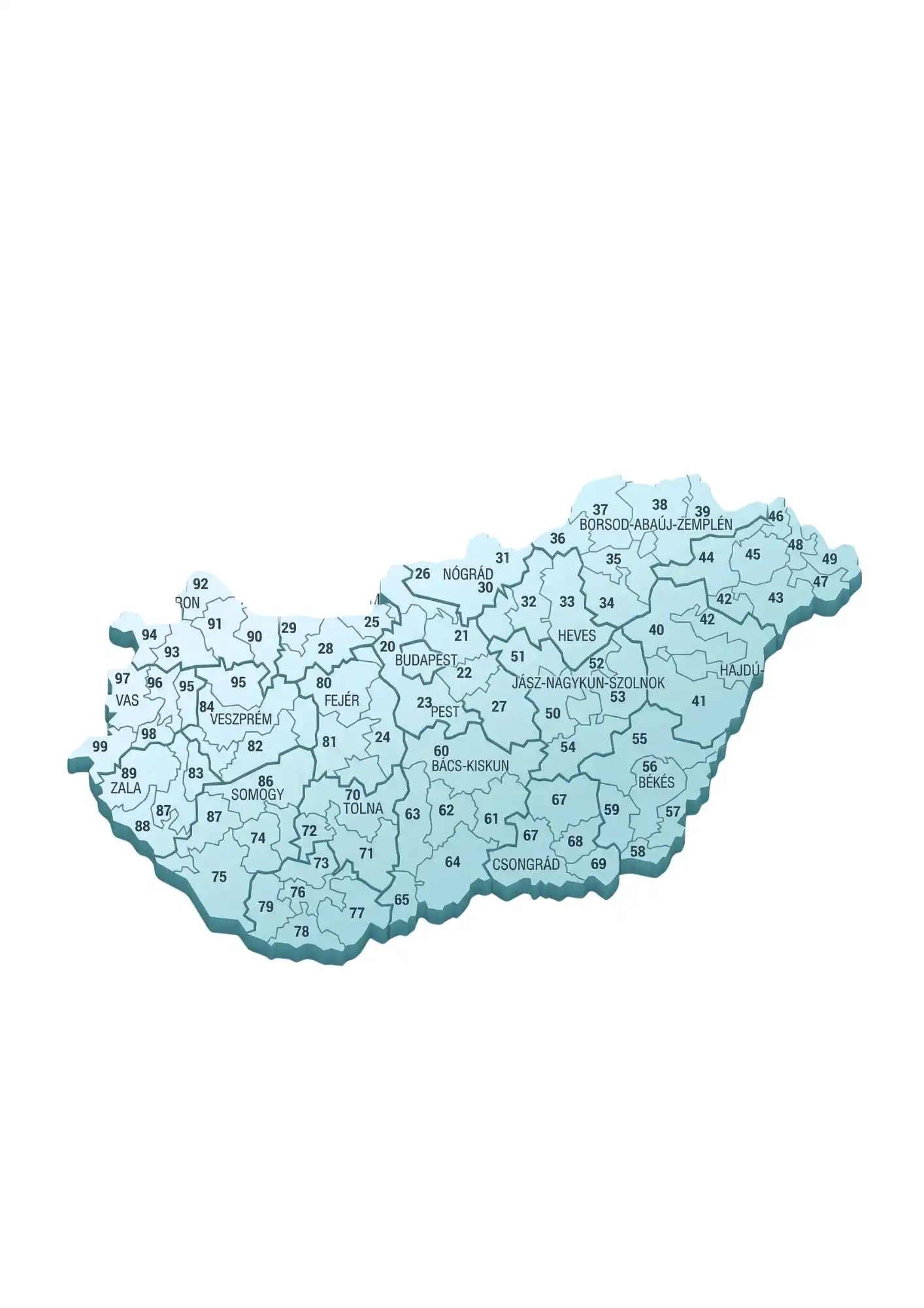 Postcode map of Hungary