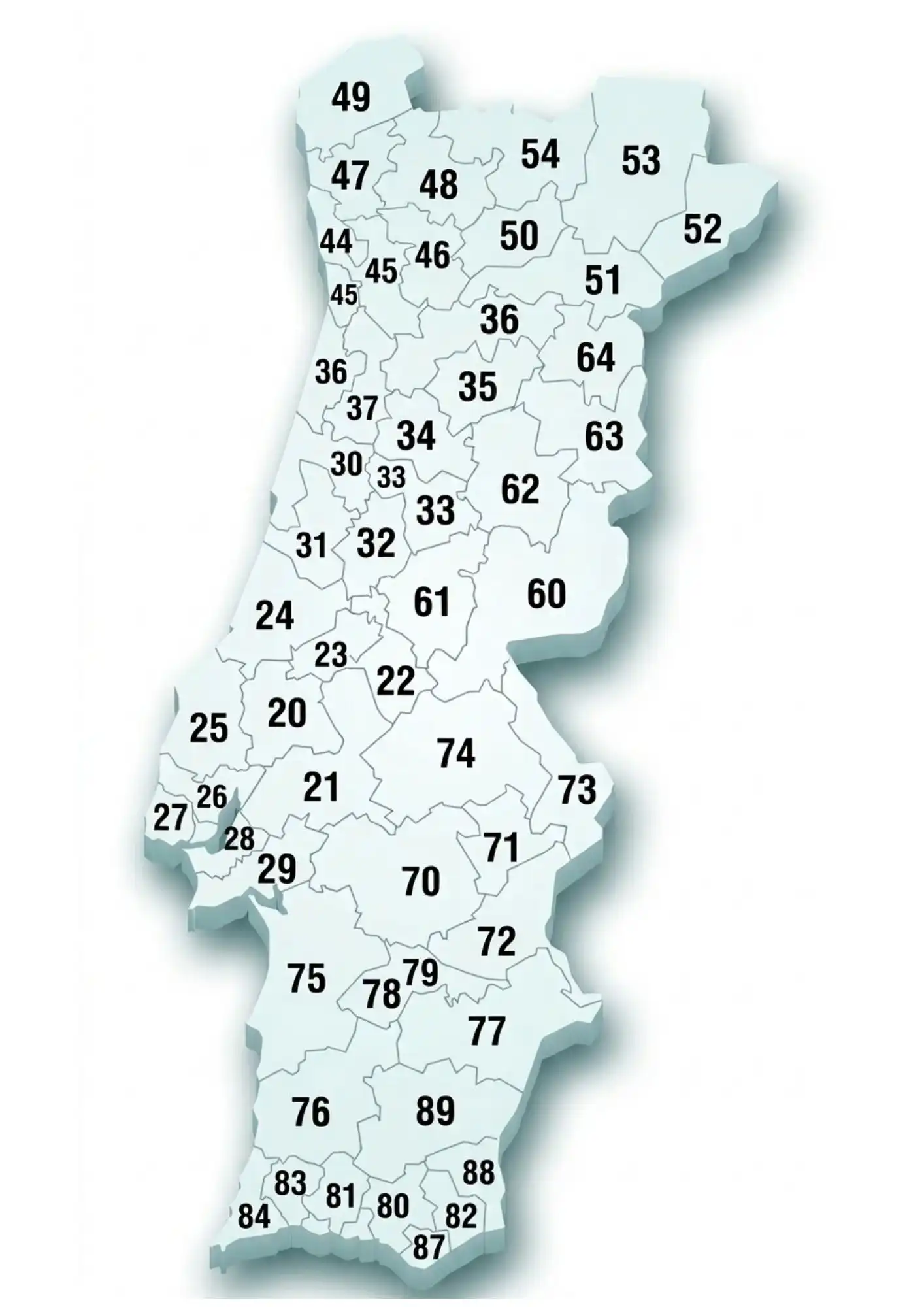 Postcode map of Portugal