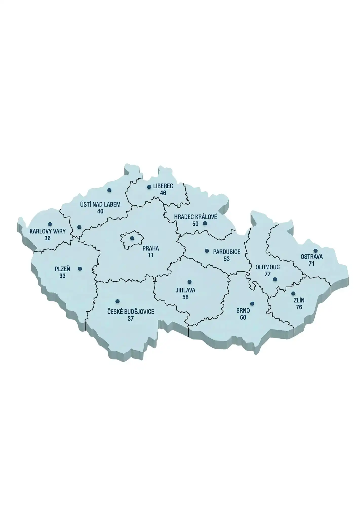 Postcode map of Czech Republic