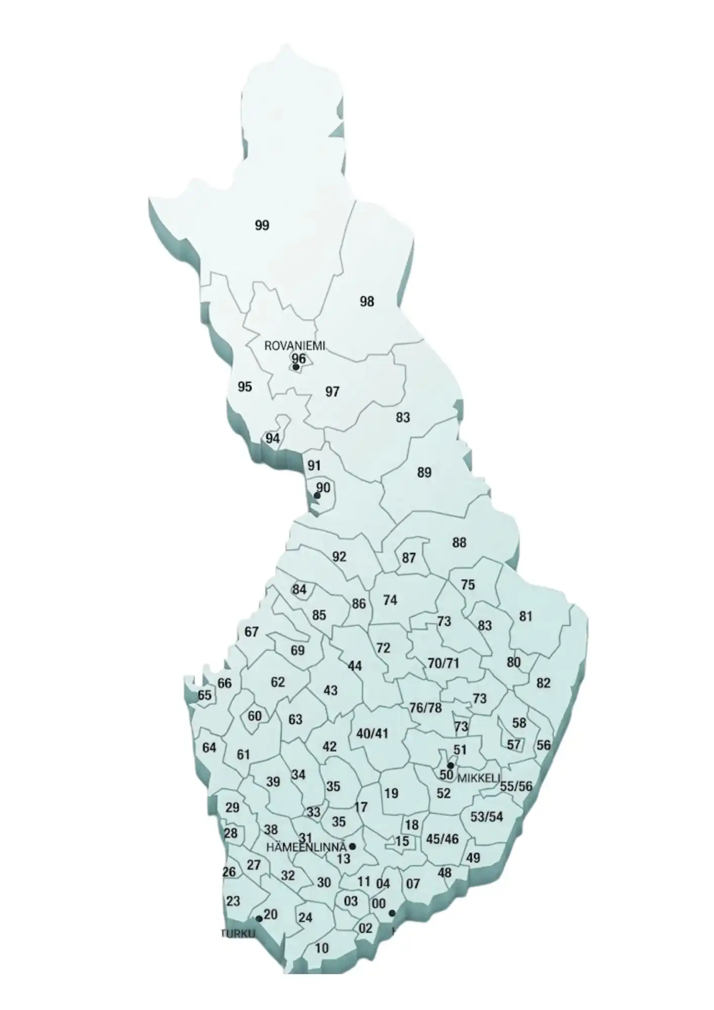 Postcode map of Finland