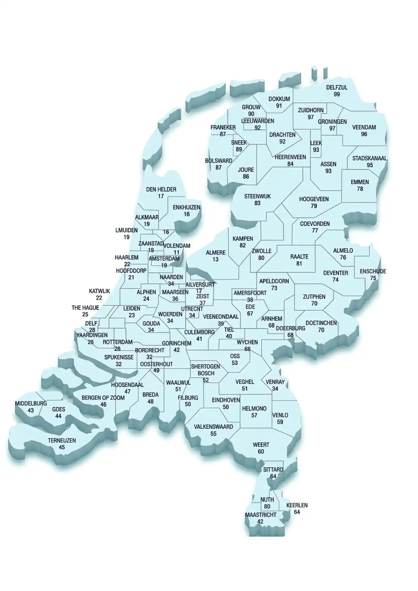 Postcode map of Holland
