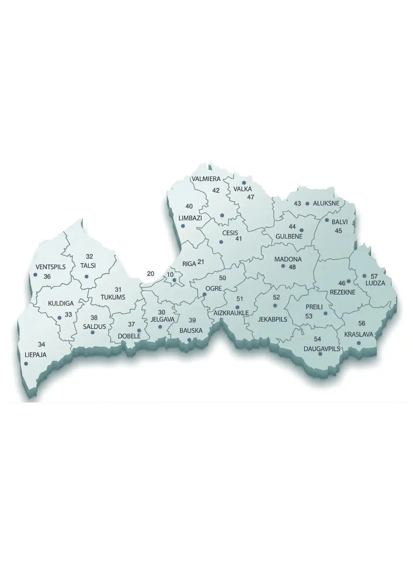 Postcode map of Latvia