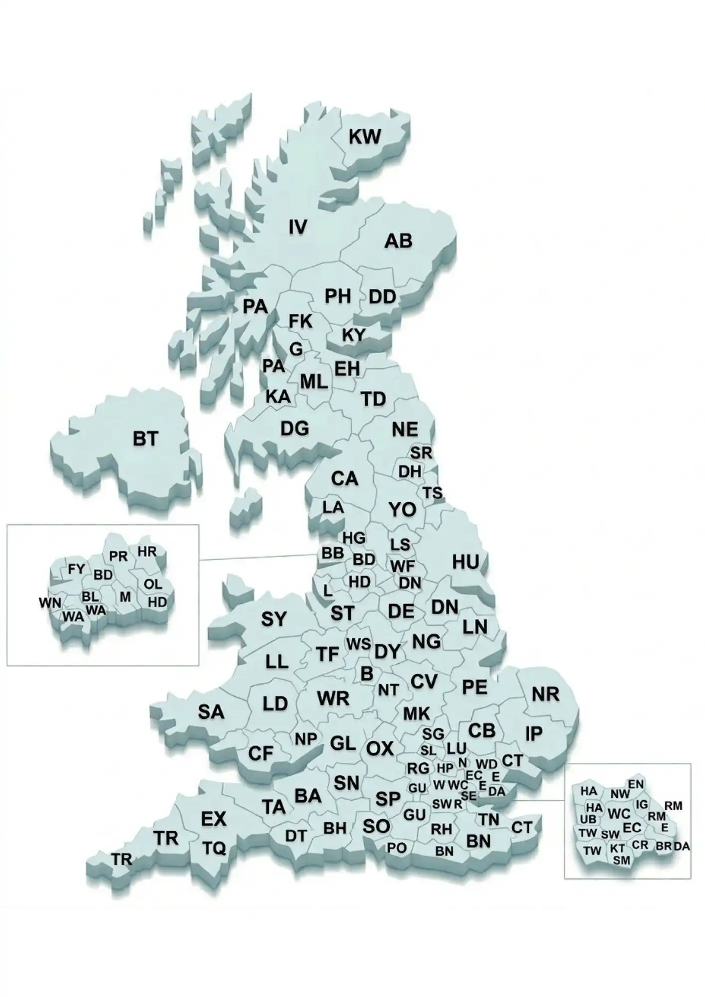 Postcode map of United Kingdom