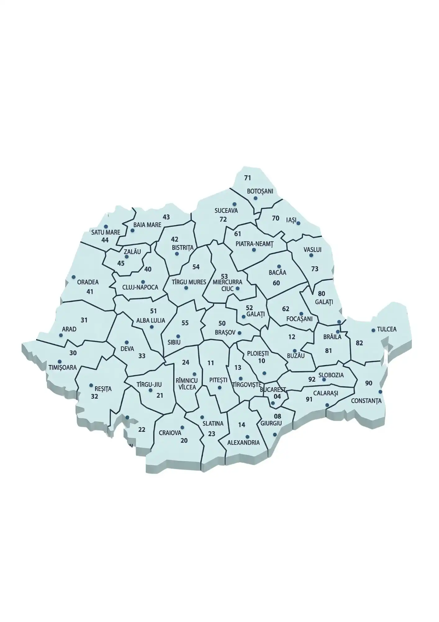Postcode map of Romania