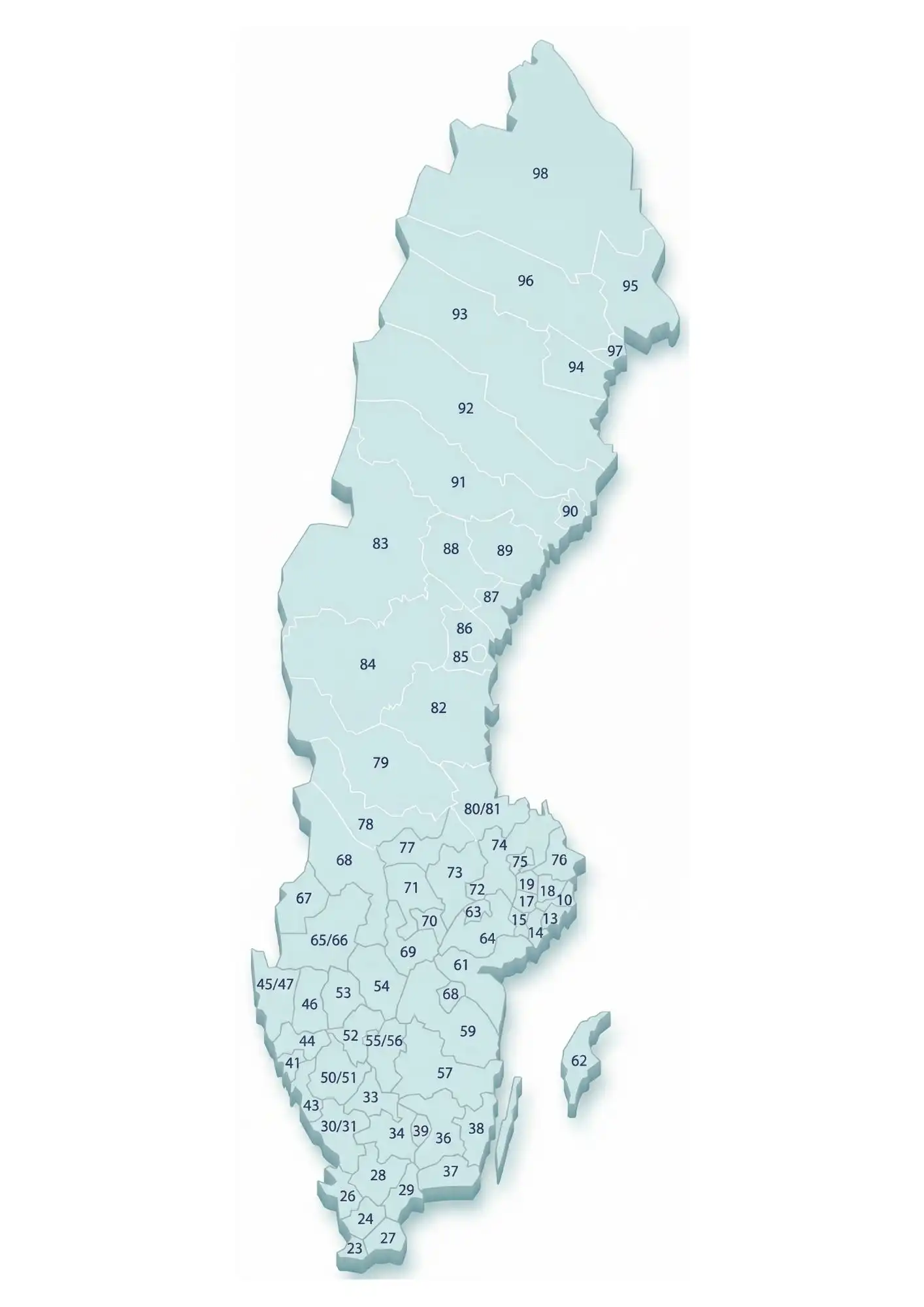 Postcode map of Sweden